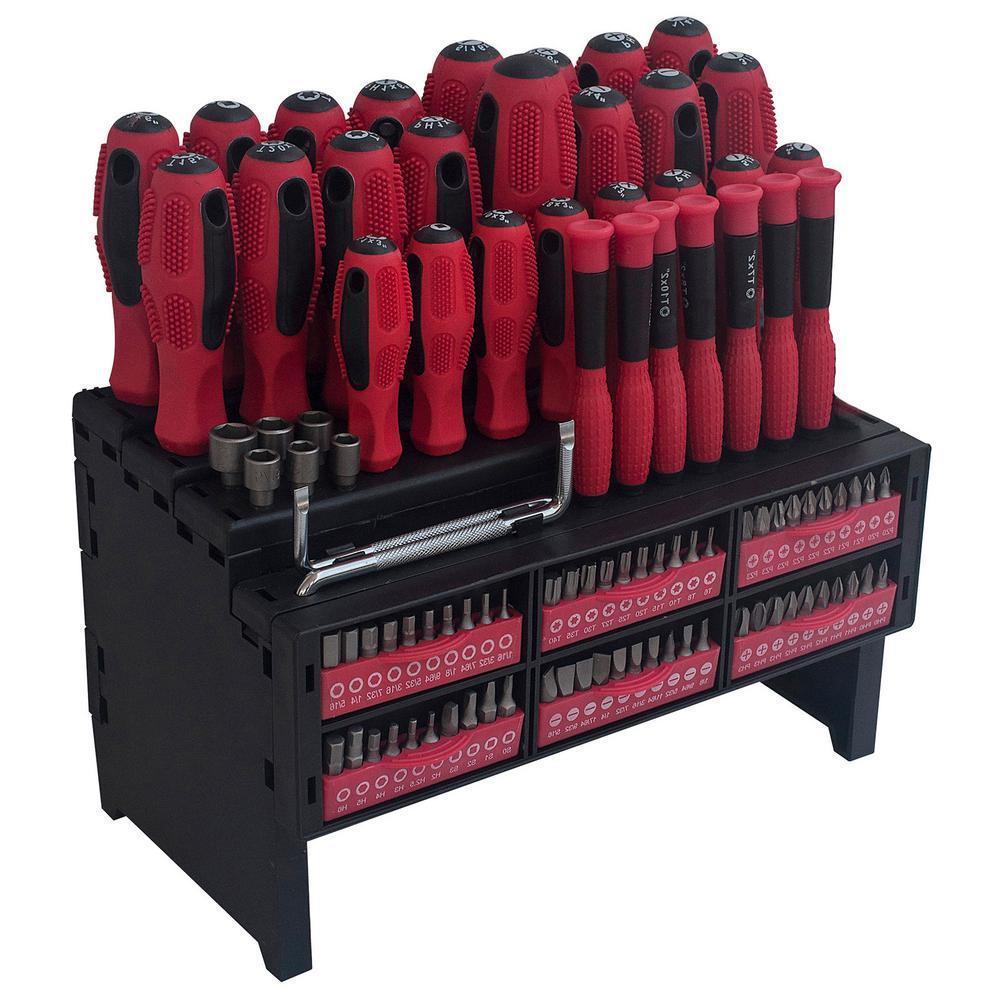 Screwdriver and Bit Set with Storage Rack (100-Piece)
