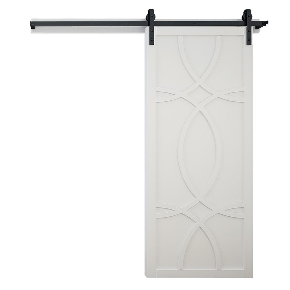 42 in. x 84 in. Hollywood Bright White Wood Sliding Barn Door with Hardware Kit