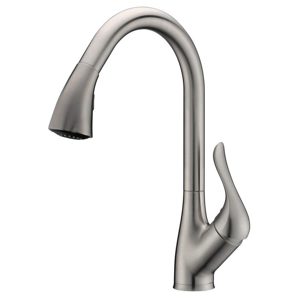 Accent Series Single-Handle Pull-Down Sprayer Kitchen Faucet in Brushed Nickel