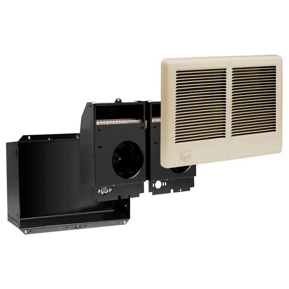 Com-Pak Twin 4,000-Watt 240-Volt Fan-Forced In-Wall Electric Heater Almond