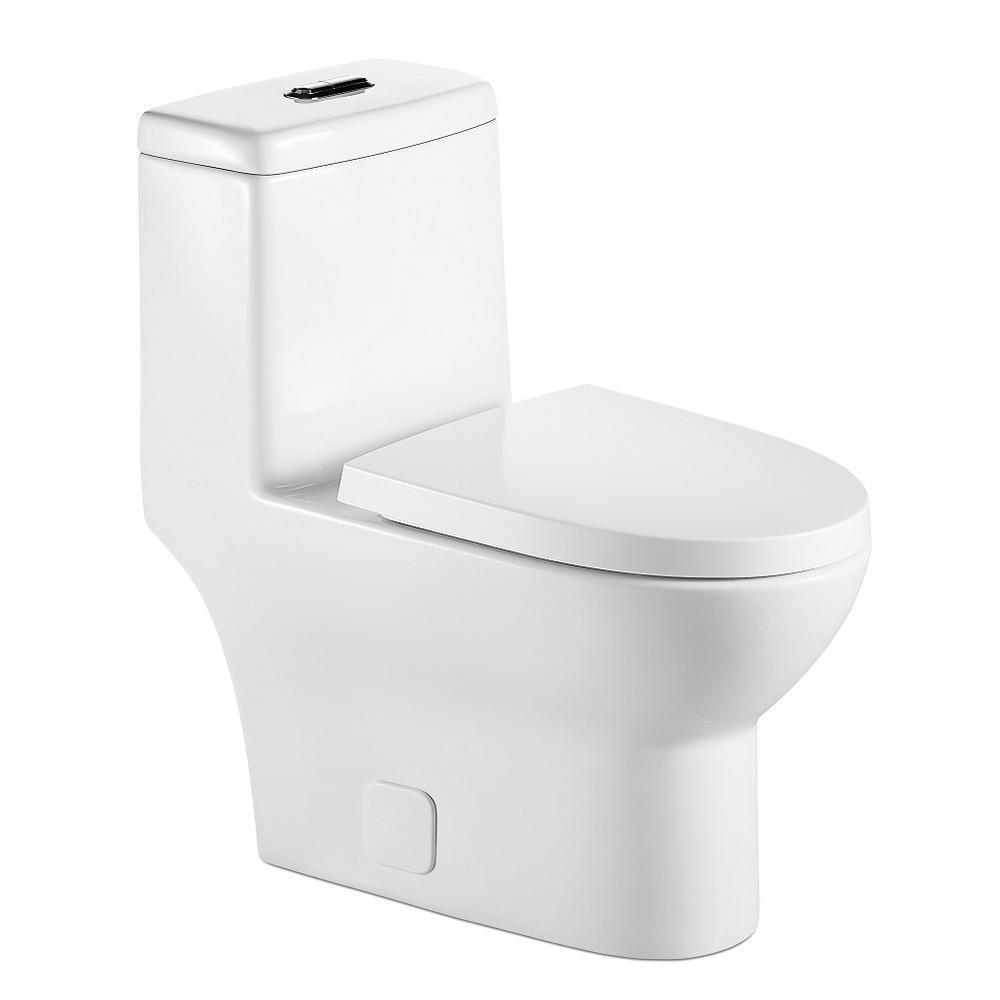 1-piece 1.28 GPF Dual Flush High Efficiency Elongated Toilet in White(Seat Included)