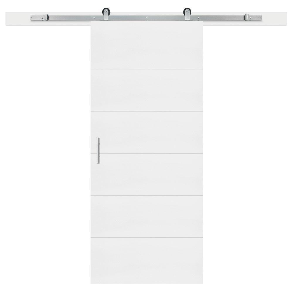 36 in. x 84 in. Melrose Primed Interior Sliding Barn Door Slab with Hardware Kit