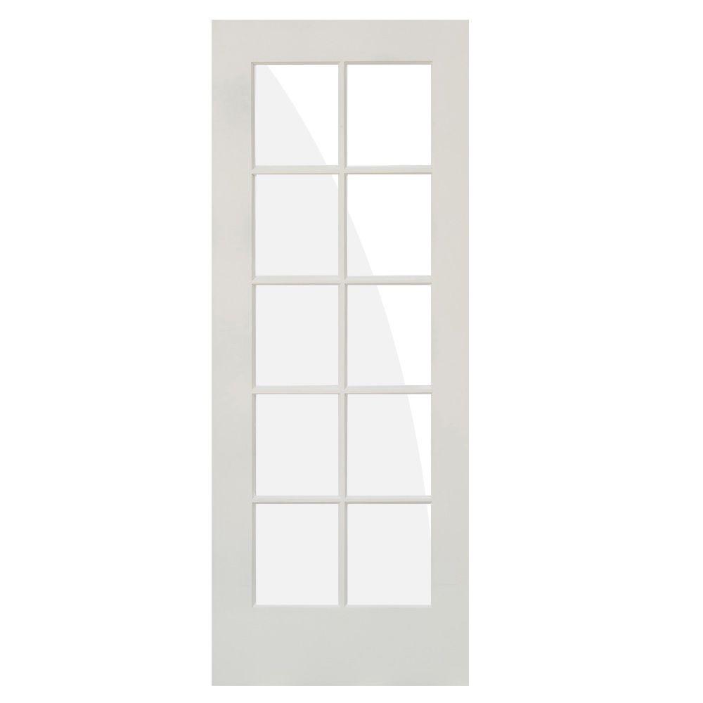 30 in. x 80 in. 10-Lite Solid Hybrid Core MDF Primed Interior Door Slab