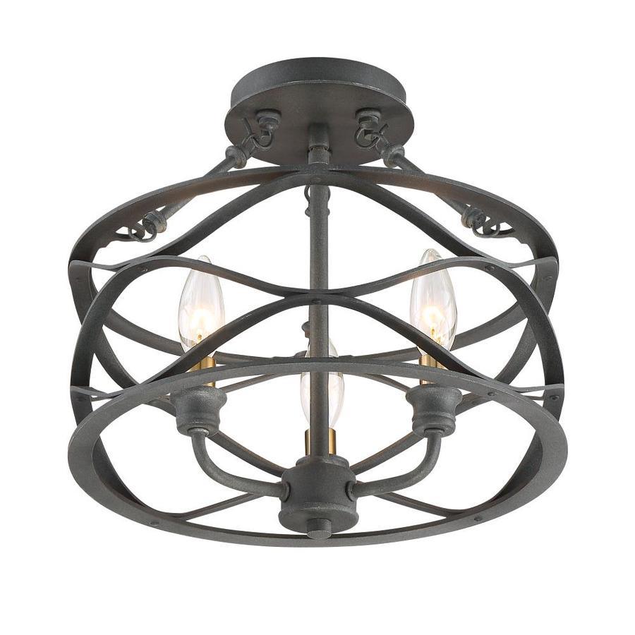 Quoizel Unity 13-in Mottled Black with Brass Modern/Contemporary Semi-flush Mount Light