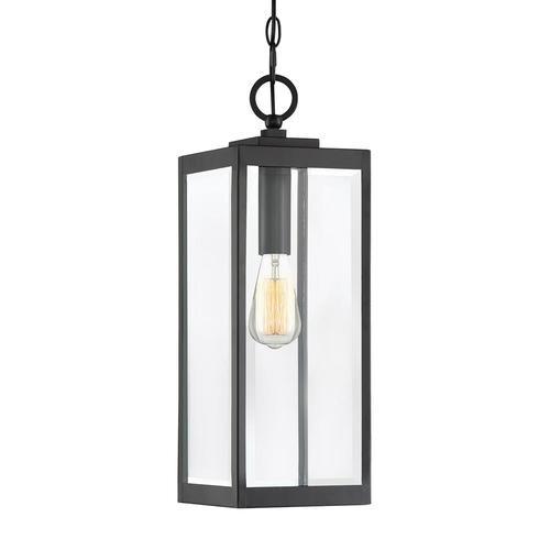 Quoizel Westover Earth Black Transitional Clear Glass Lantern Pendant Light