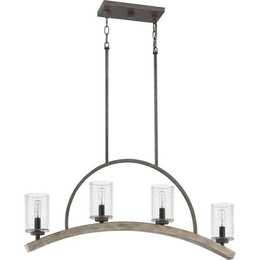 Quoizel Arley 4-Light Rustic Black and Faux Weathered Wood Farmhouse Chandelier