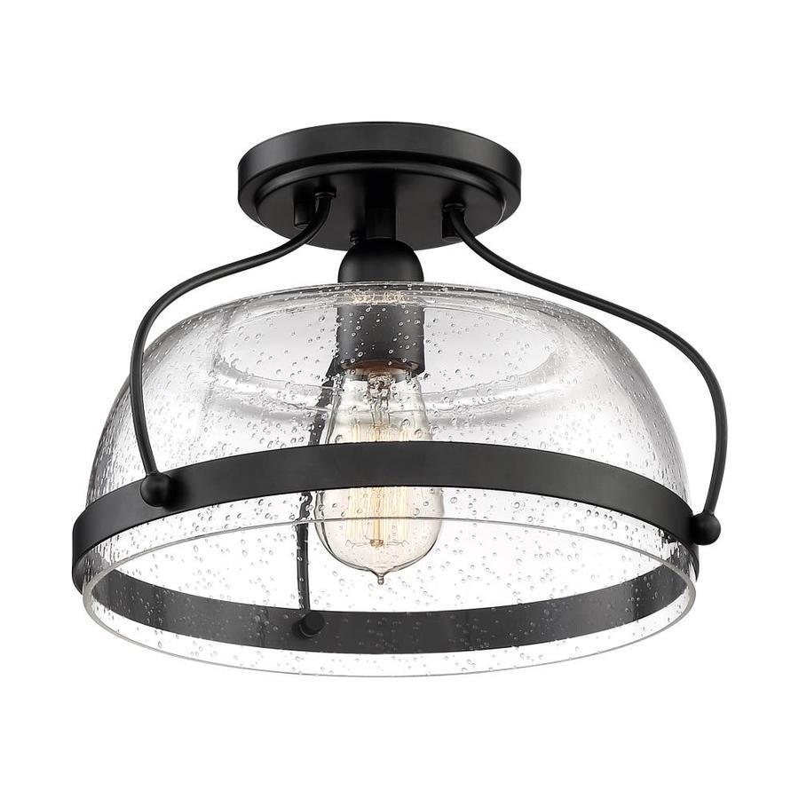 Quoizel Henderson 12.5-in Black Farmhouse Semi-flush Mount Light