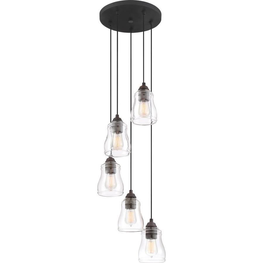 Quoizel Forkland 5-Light Textured Matte Black and Rustic Black Farmhouse Chandelier