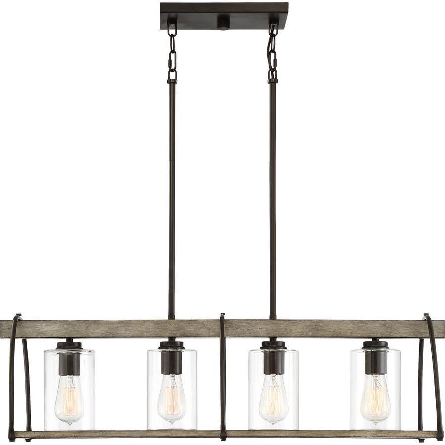 Quoizel Fernley 4-Light Bronze with Natural Walnut Farmhouse Chandelier