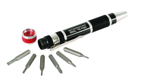 Wiha Micro Bit Handle Storage Set with Pocket Clip, 7-Piece (75981)