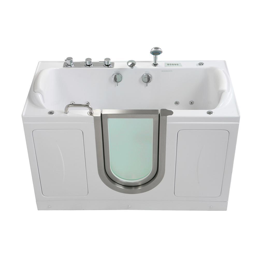 Companion 2 Seat 60 in. Walk-In Whirlpool and Air Bath Bathtub in White, Center Door, Digital Control, 2 in. Dual Drain