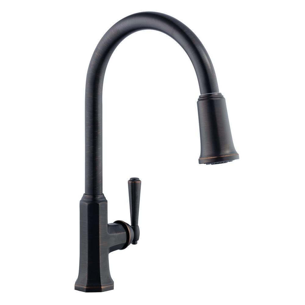 Sentio Single-Handle Pull-Down Sprayer Kitchen Faucet in Mediterranean Bronze