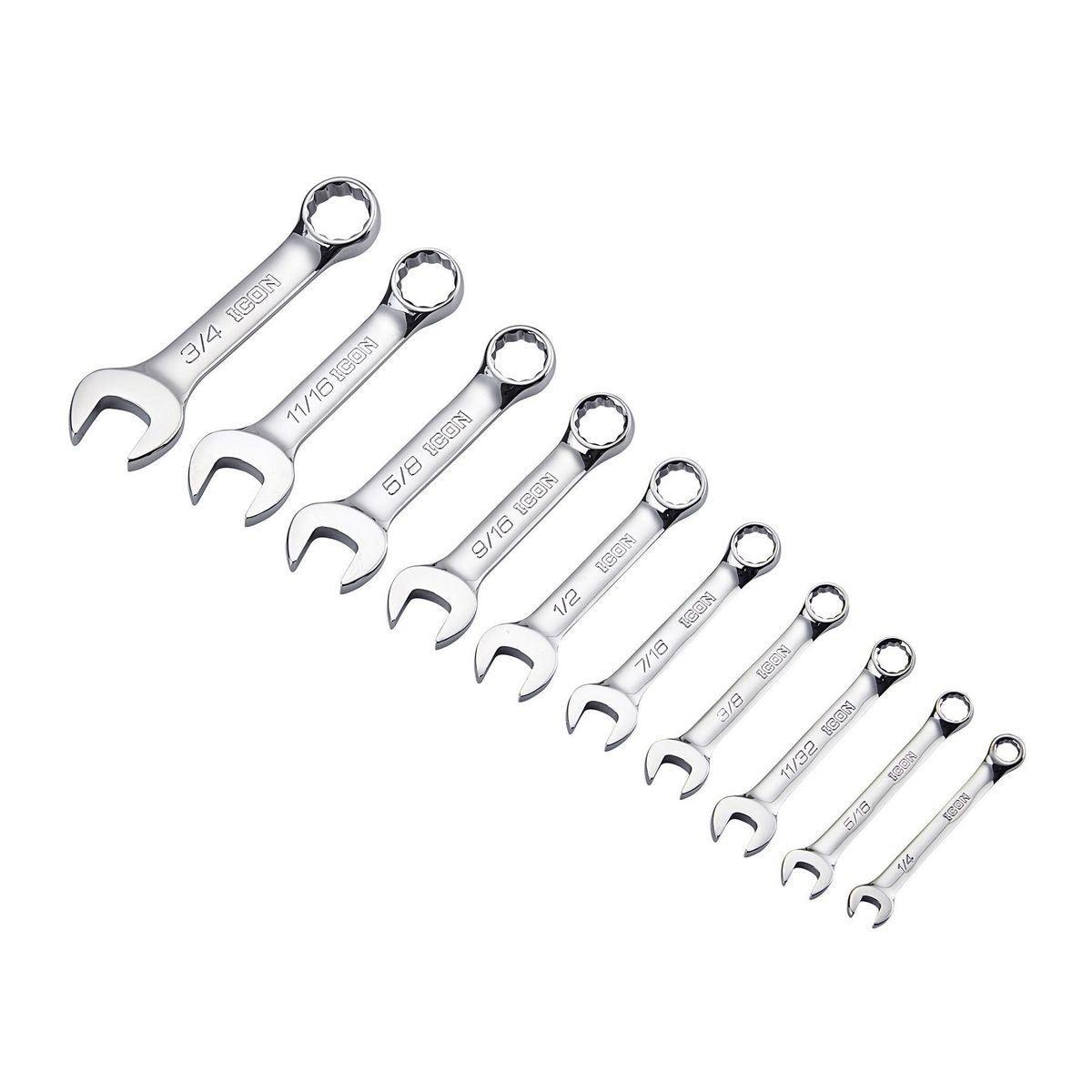 SAE Stubby Professional Combination Wrench Set, 10 Pc.
