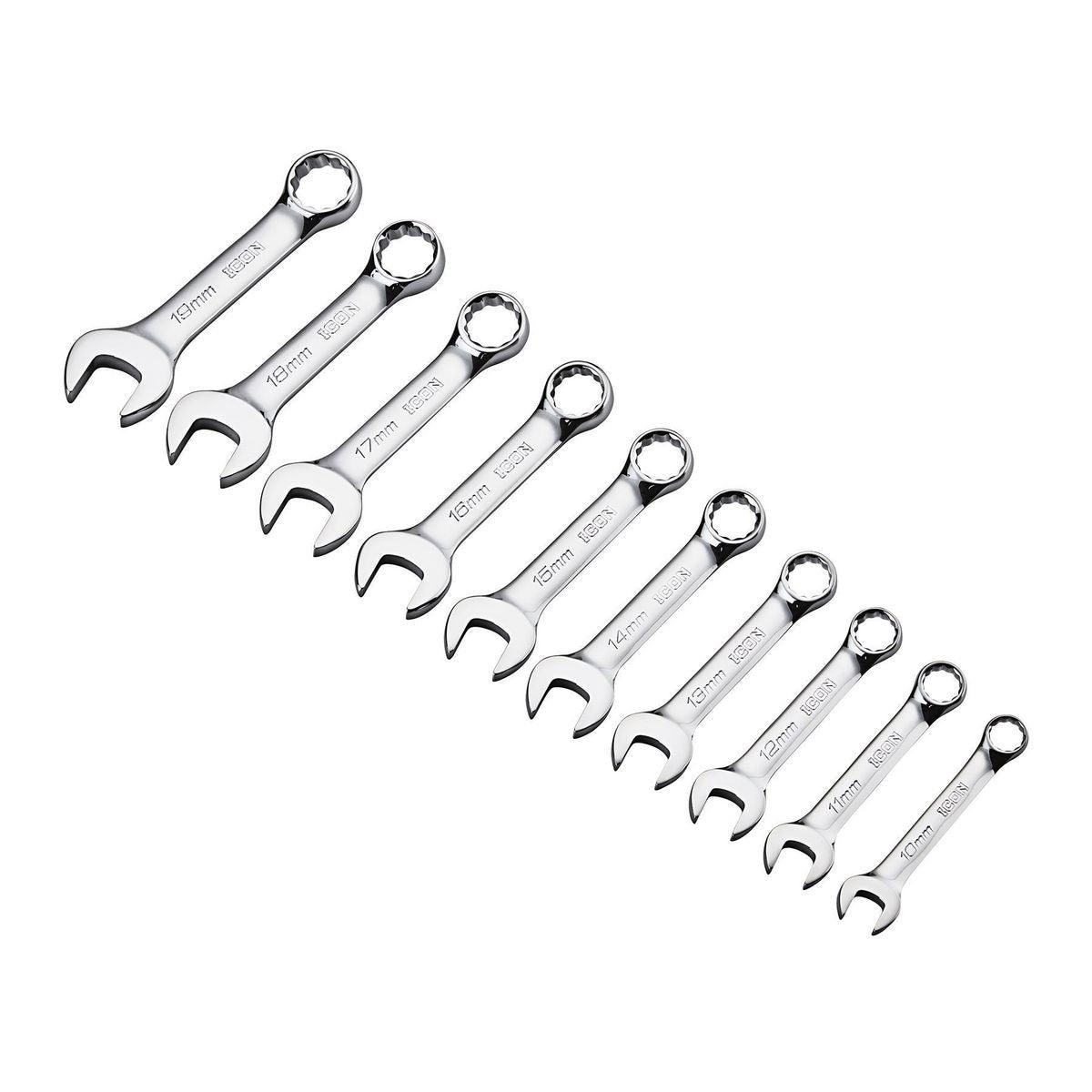Metric Stubby Professional Combination Wrench Set, 10 Pc.