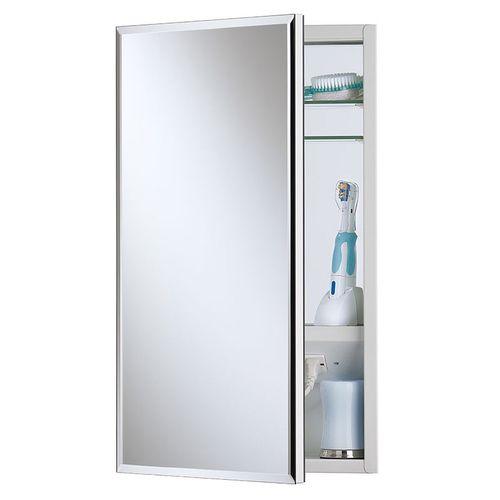 Jensen Meridian 15-in x 25-in Rectangle Surface/Recessed Mirrored Medicine Cabinet with Outlet