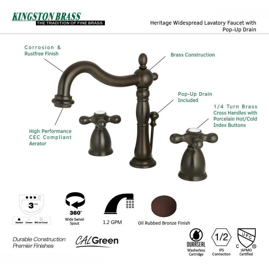 Kingston Brass Georgian Oil-Rubbed Bronze 2-handle Widespread Bathroom Sink Faucet with Drain