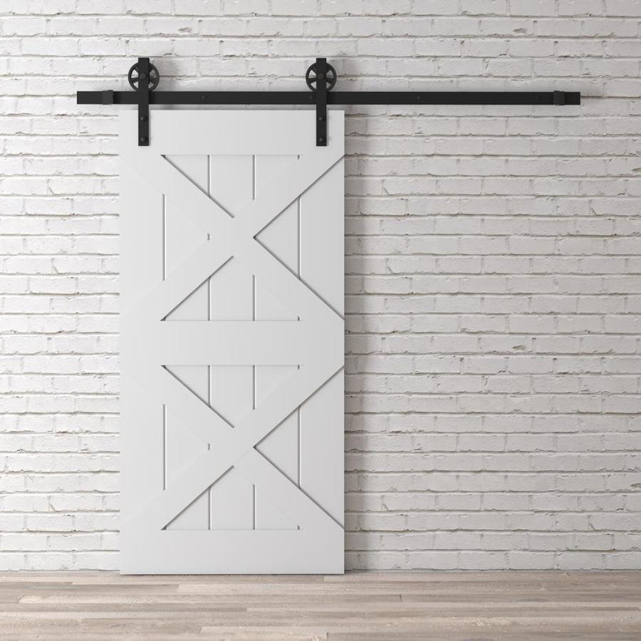 Urban Woodcraft 40-in x 83-in Painted Grey Crossbuck Prefinished Pine MDF Single Barn Door (Hardware Included)