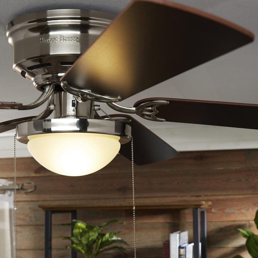 Harbor Breeze Armitage 52-in Brushed Nickel LED Indoor Flush Mount Ceiling Fan (5-Blade)
