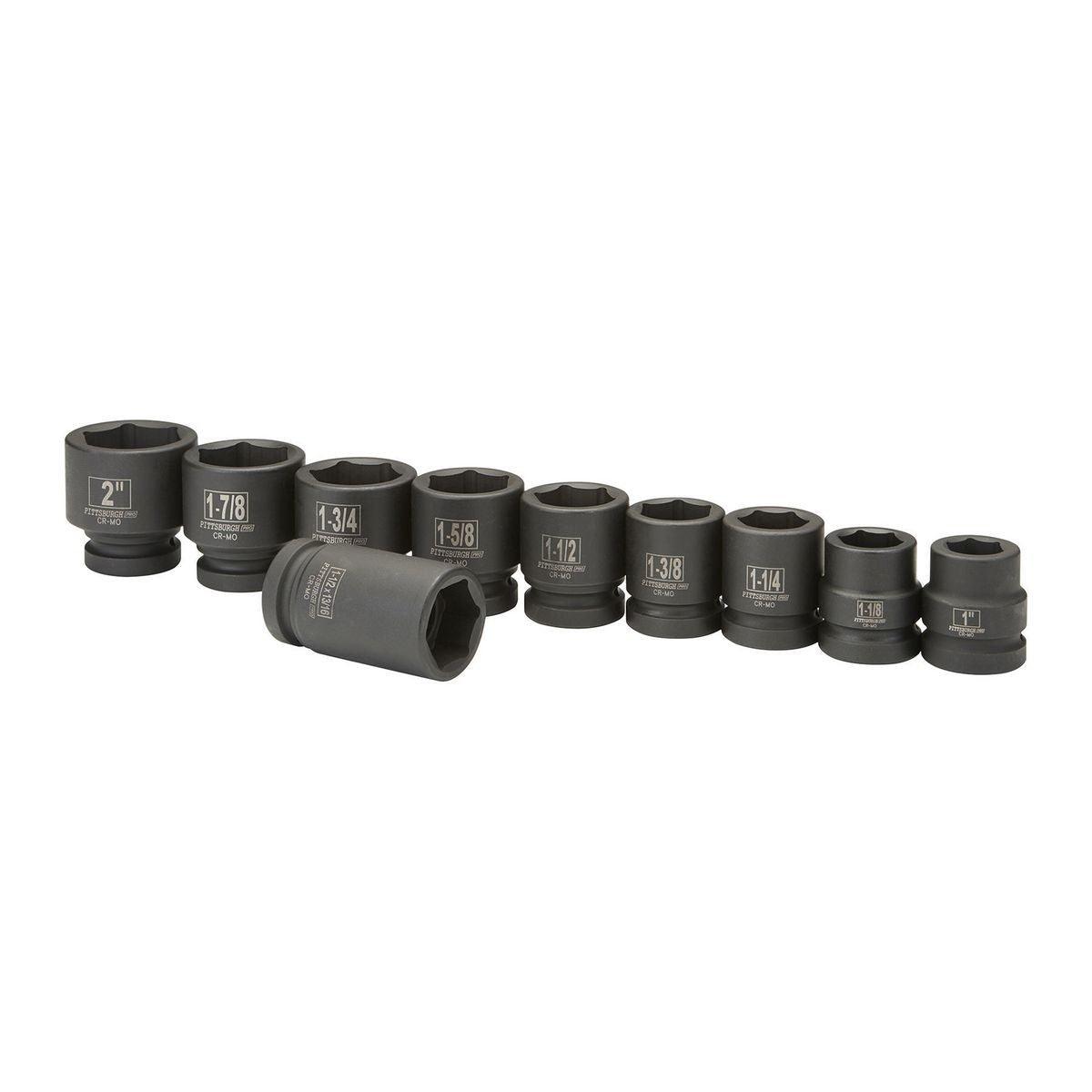 1 in. Drive SAE Impact Socket Set, 10 Pc.