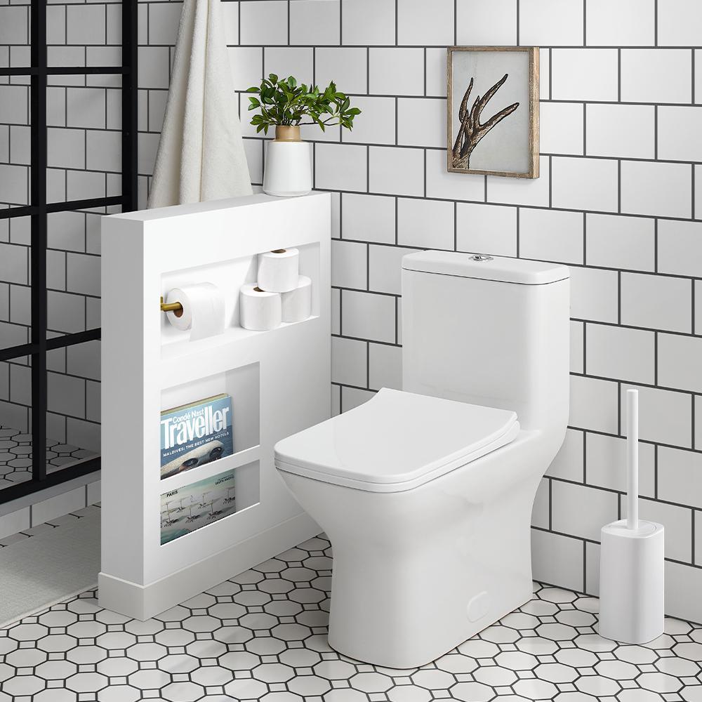 Carre 1-Piece 0.8/1.28 GPF Dual Flush Square Toilet in White, Seat Included