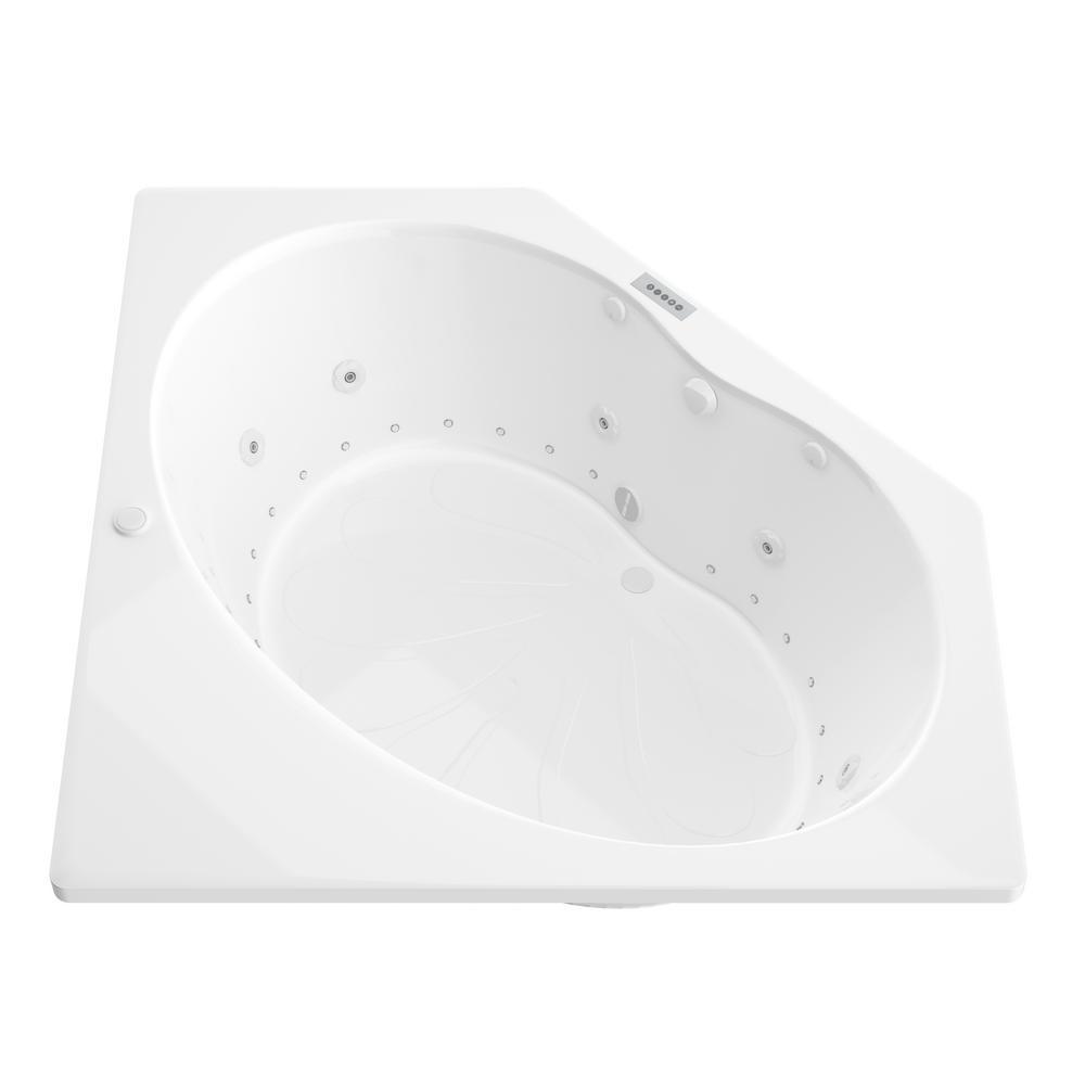 Carnelian Diamond Series 5 ft. Center Drain Whirlpool and Air Bath Tub in White