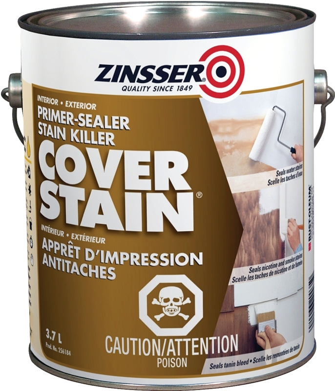 Zinsser 256184 Primer, 400 sq-ft/gal Coverage Area, Flat, White, 3.7 L