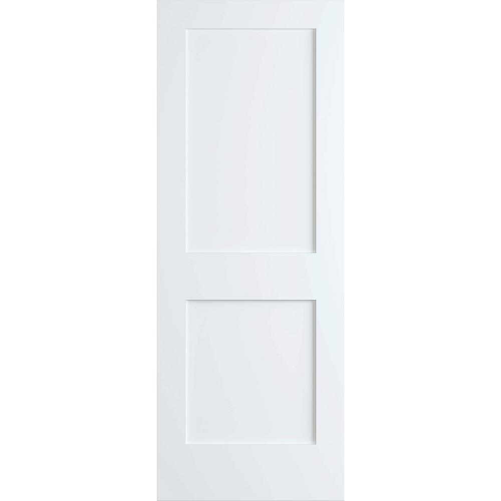 24 in. x 80 in. White 2-Panel Shaker Solid Core Pine Interior Door Slab