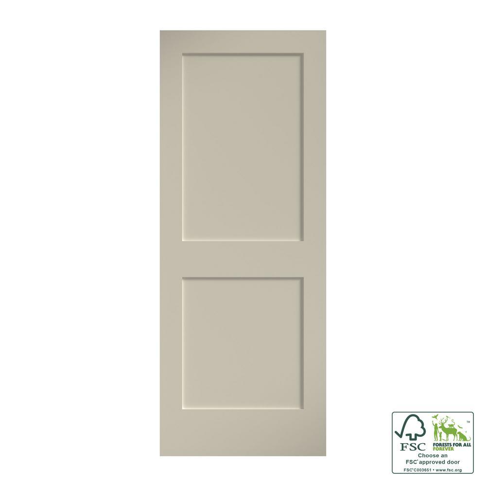 30 in. x 80 in. x 1-3/8 in. Shaker White Primed 2-Panel Solid Core Wood Interior Slab Door