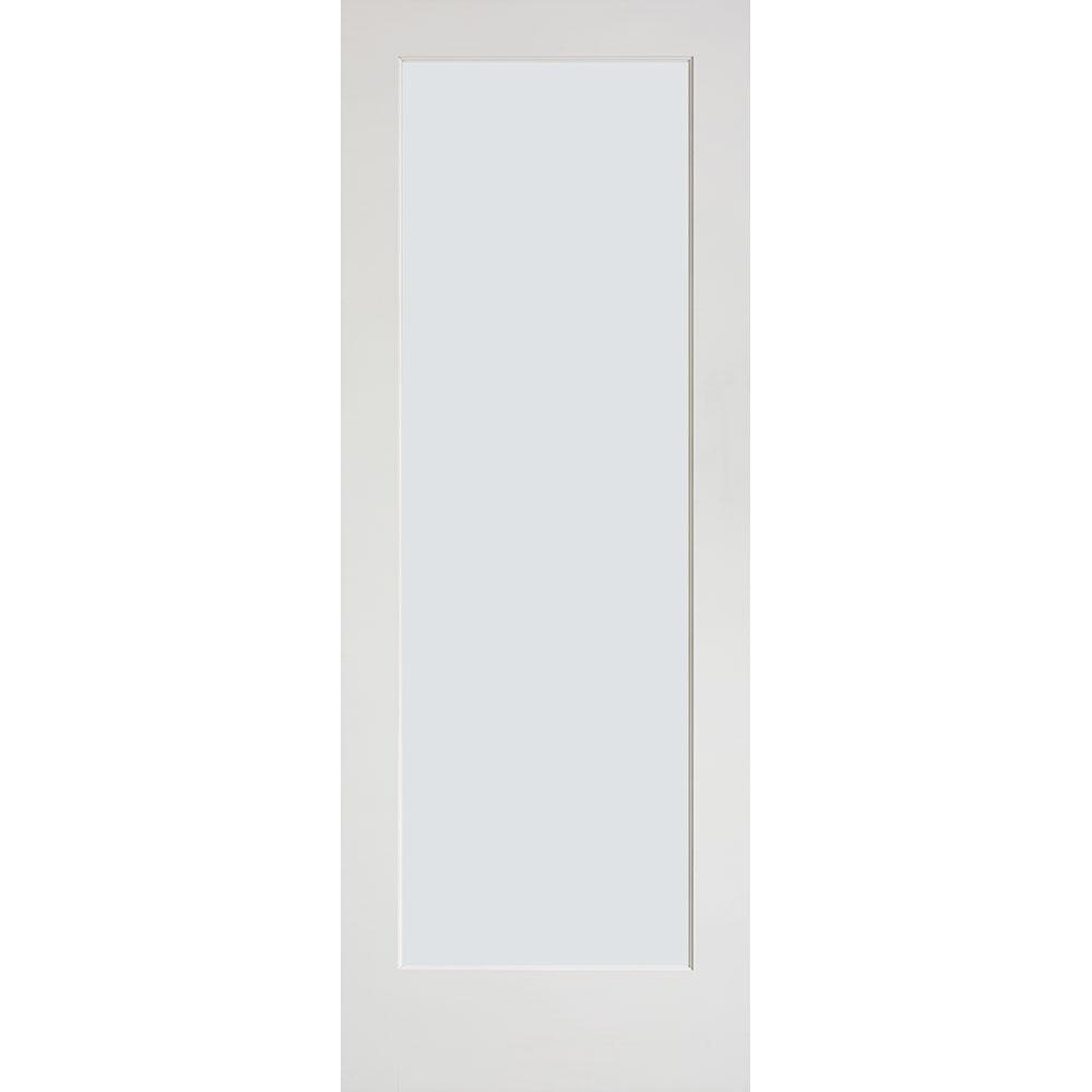 30 in. x 80 in. Full-Lite Solid-Core Primed MDF Interior Door Slab with Sandblasted Privacy Glass