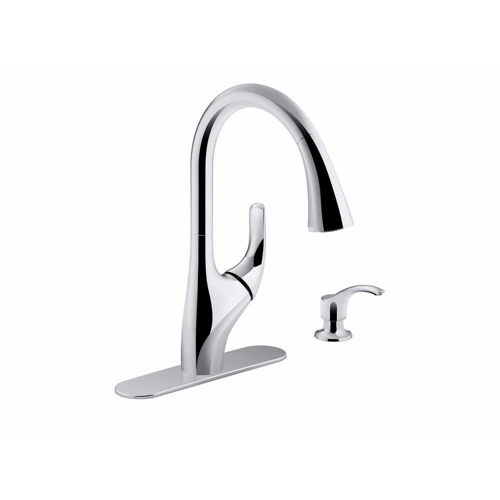 Trielle Single-Handle Pull-Down Sprayer Kitchen Faucet in Chrome