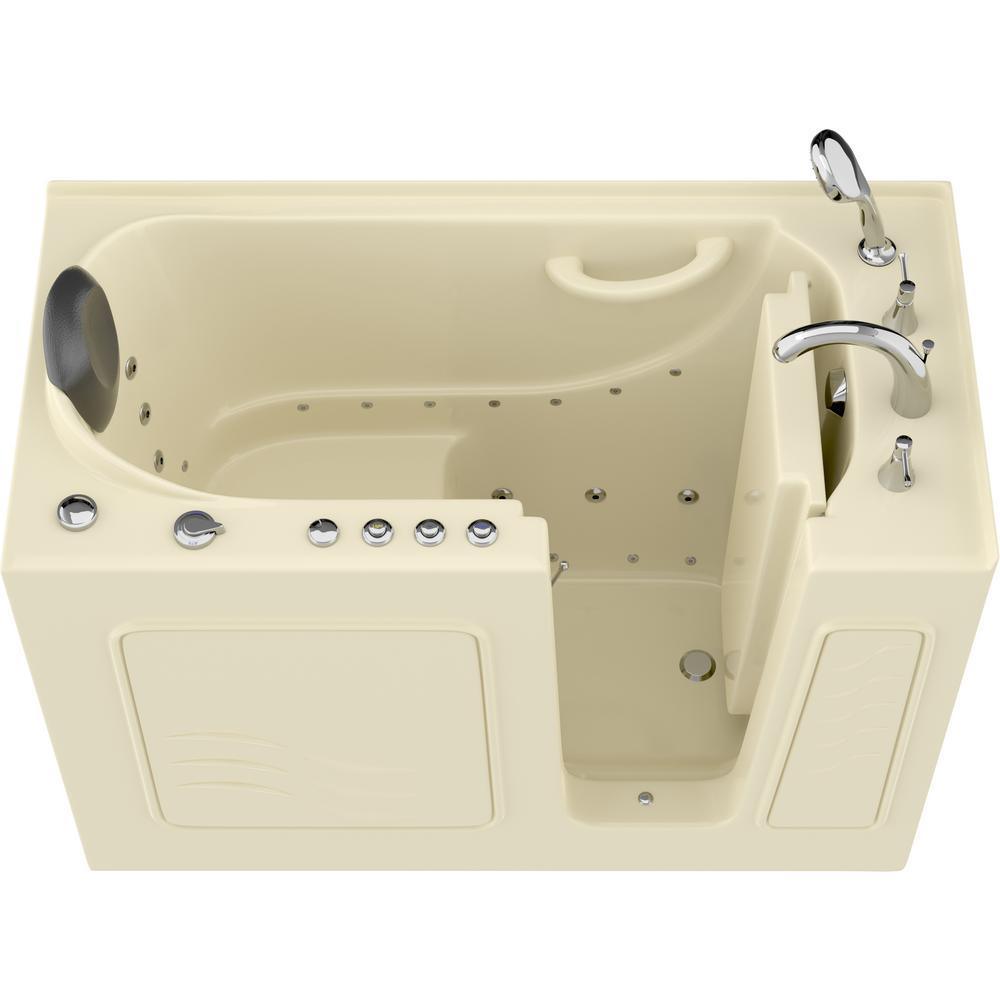 Safe Premier 52.75 in. x 60 in. x 26 in. Right Drain Walk-in Air and Whirlpool Bathtub in Biscuit