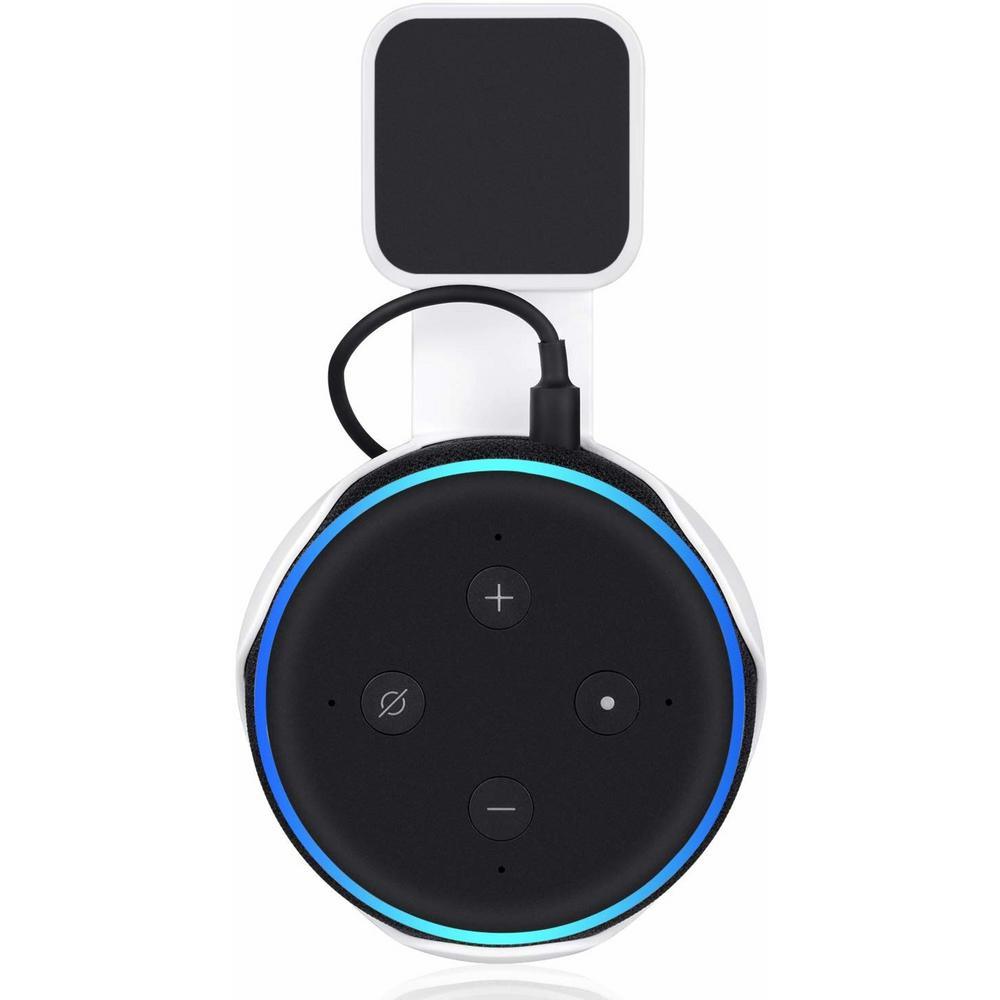 AC Outlet Wall Mount Compatible with Echo Dot (3rd Gen) - Flexible Mounting for Your Alexa Smart Speaker (1-Pack, White)