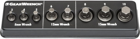 Gearwrench 8 Pc Metric Hex Ratcheting Wrench Bit Set (81550)