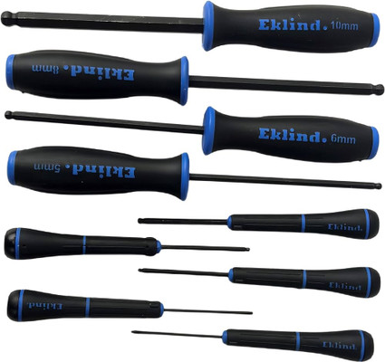 Eklind 90609 9 Pc Ball-Hex Screwdriver Set With Pouch, 1.5MM-10MM