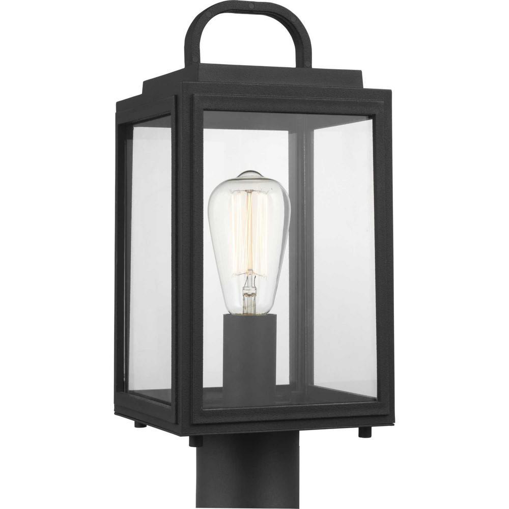 Grandbury Line Voltage 1-Light Black 4 in. x 4 in. Deck Post Light Post Lantern