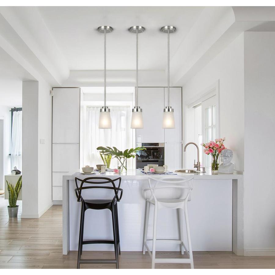 Project Source Brushed Nickel Modern/Contemporary Frosted Glass Bell Pendant Light