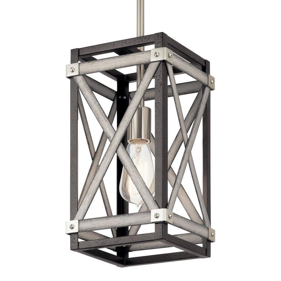 Kichler Stetton Anvil Iron and Distressed Antique Grey Farmhouse Square Pendant Light