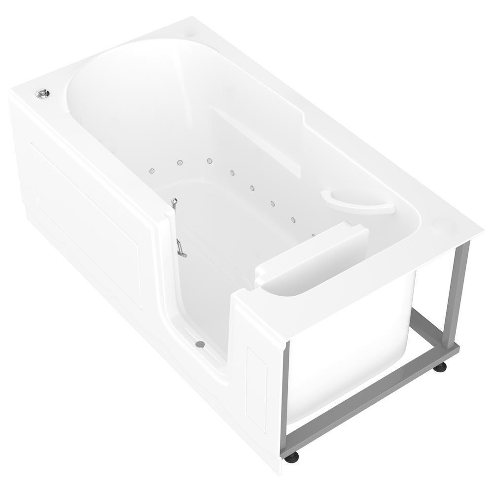 Nova Heated Step-In 5 ft. Walk-In Air Jetted Tub in White with Chrome Trim