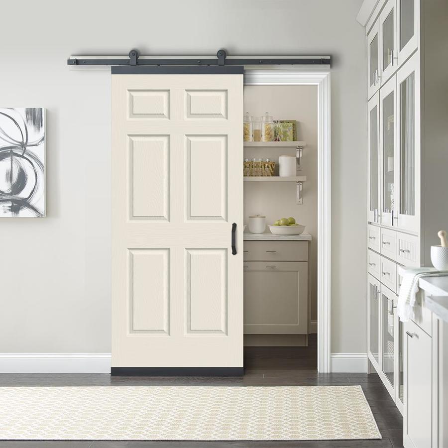 American Building Supply Colonist textured SC 36-in x 80-in Primed 6-Panel Unfinished Molded Composite Single Barn Door (Hardware Included)