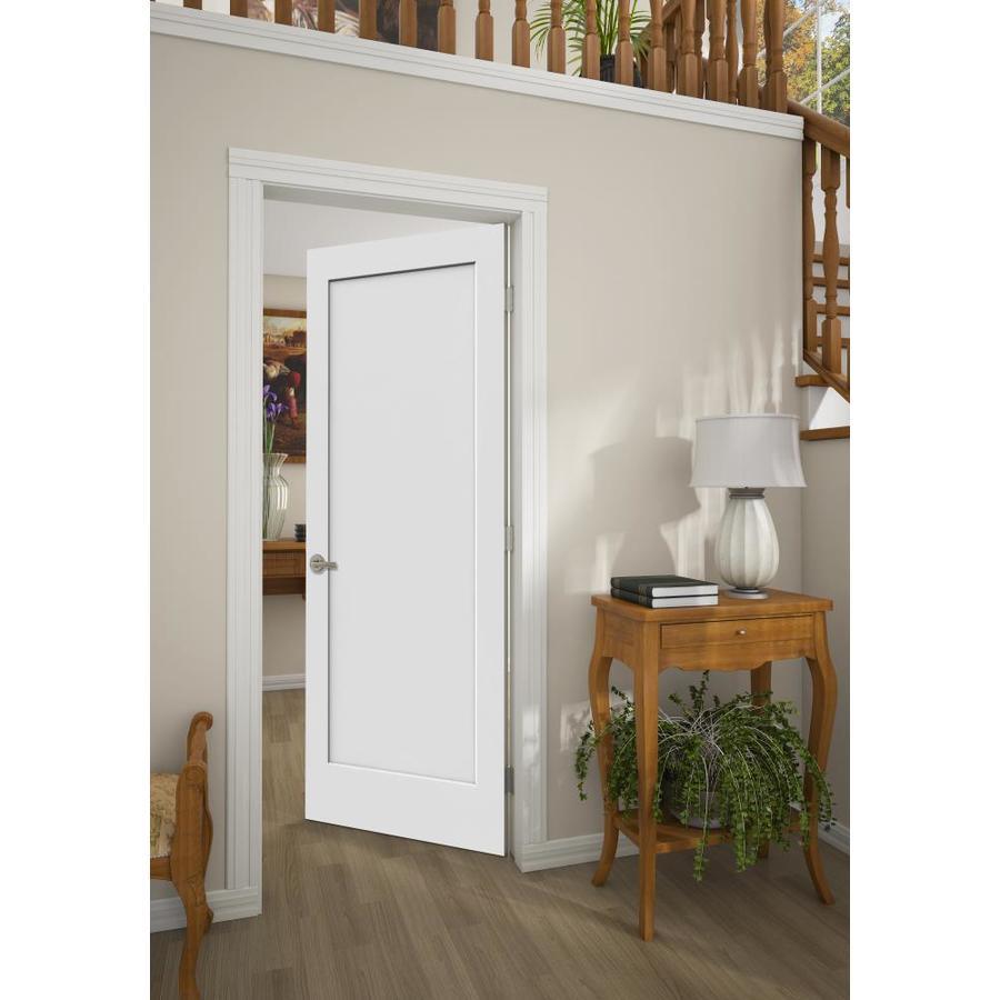 American Building Supply 24-in x 80-in Primed 1-Panel Solid Core Primed Pine Wood Right Hand Inswing Single Prehung Interior Door