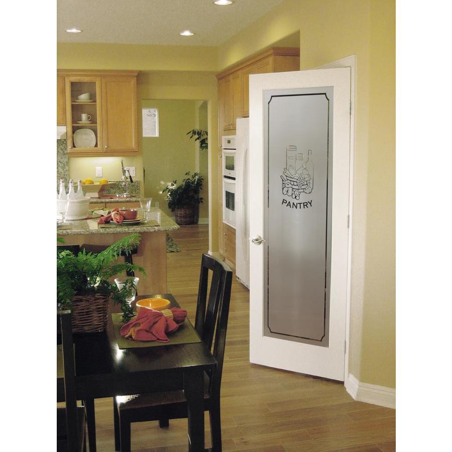 American Building Supply 32-in x 80-in Primed White 1-Panel Frosted Glass Solid Core Primed Pine Wood Slab Door
