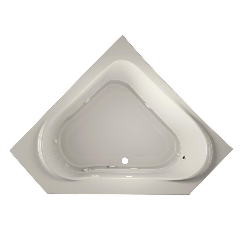 CAPELLA 60 in. x 60 in. Acrylic Right-Hand Drain Corner Drop-In Whirlpool Bathtub in Oyster