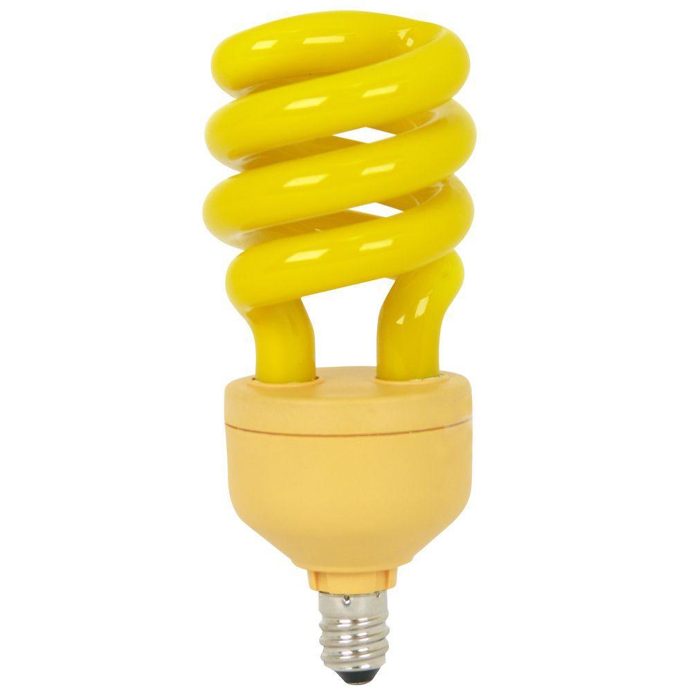 60-Watt Equivalent T3 Spiral CFL Yellow Bug E12 Candelabra Base Light Bulb
