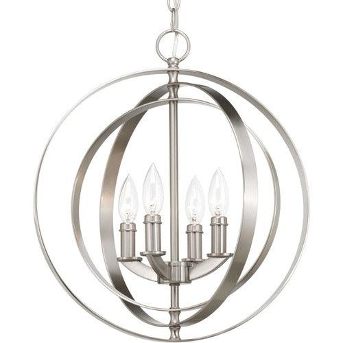 Progress Lighting Equinox Brushed Nickel Transitional Globe Pendant Light