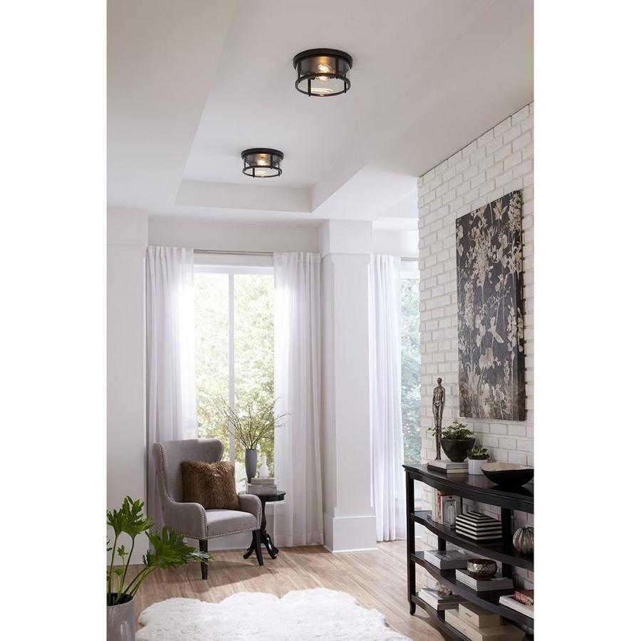 Progress Lighting Gunther 12.625-in Antique Bronze Transitional Incandescent Flush Mount Light