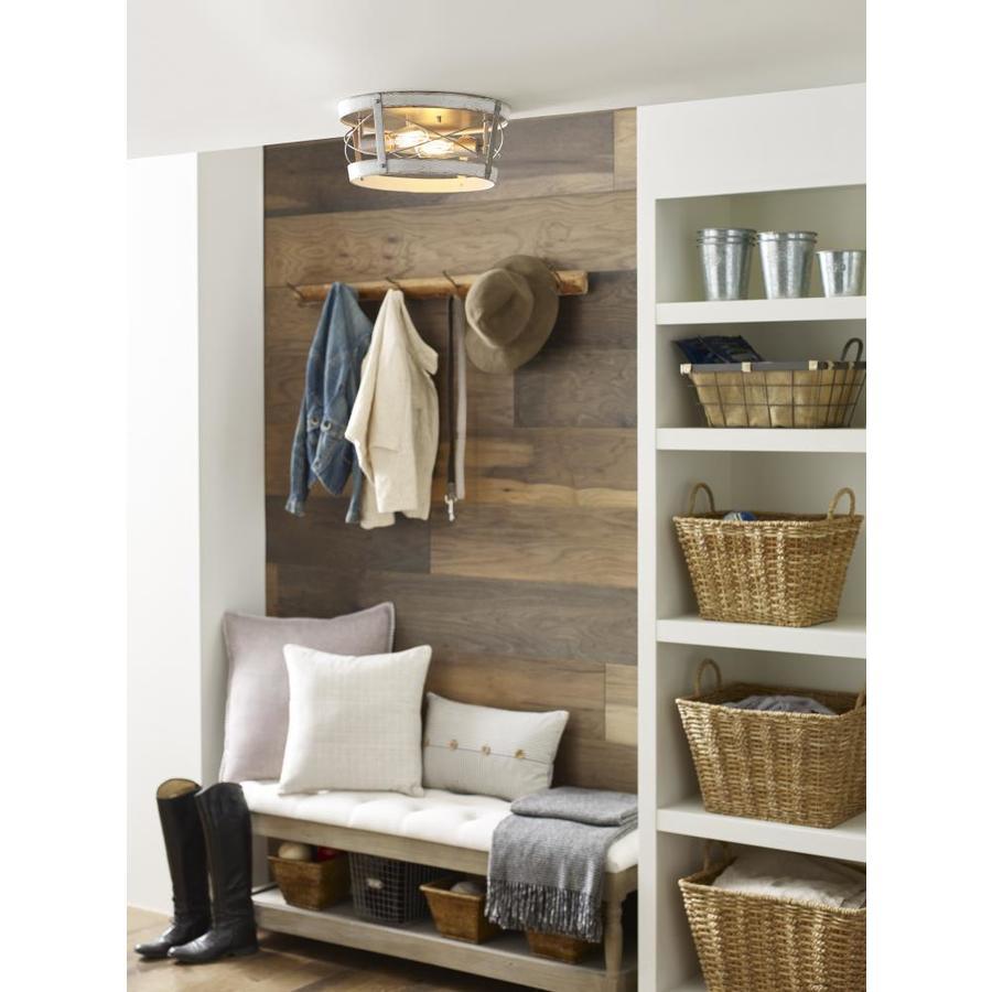 Progress Lighting Bradberry 6-in Antique White and Galvanized Farmhouse Incandescent Semi-flush Mount Light