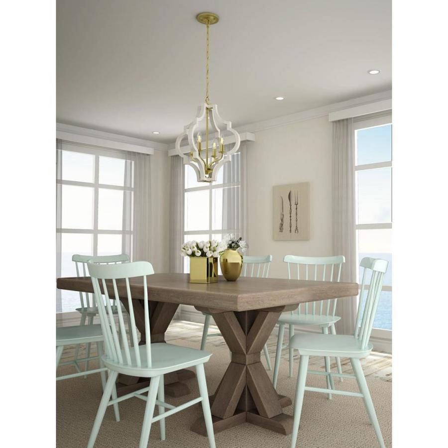 Progress Lighting Teigen Antique White and Vintage Gold Transitional Geometric Pendant Light