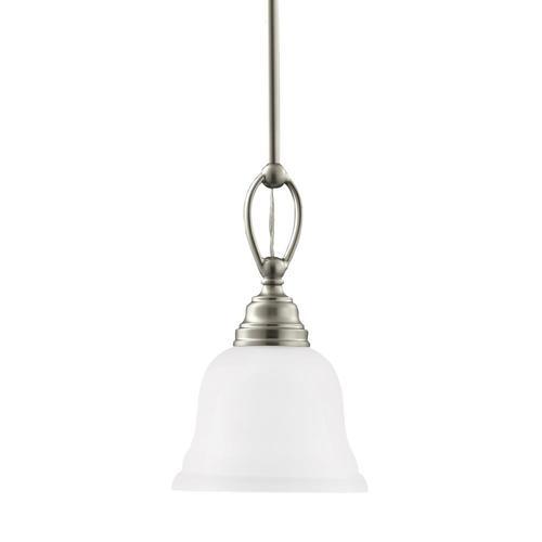 Sea Gull Lighting Wheaton Brushed Nickel Transitional Etched Glass Bell Pendant Light