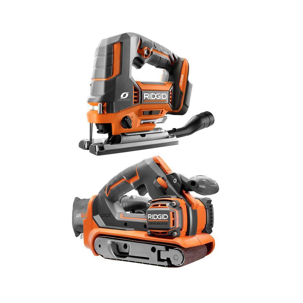18-Volt Cordless 2-Tool Combo Kit with OCTANE Brushless Jig Saw and Brushless 3 in. x 18 in. Belt Sander (Tools Only)