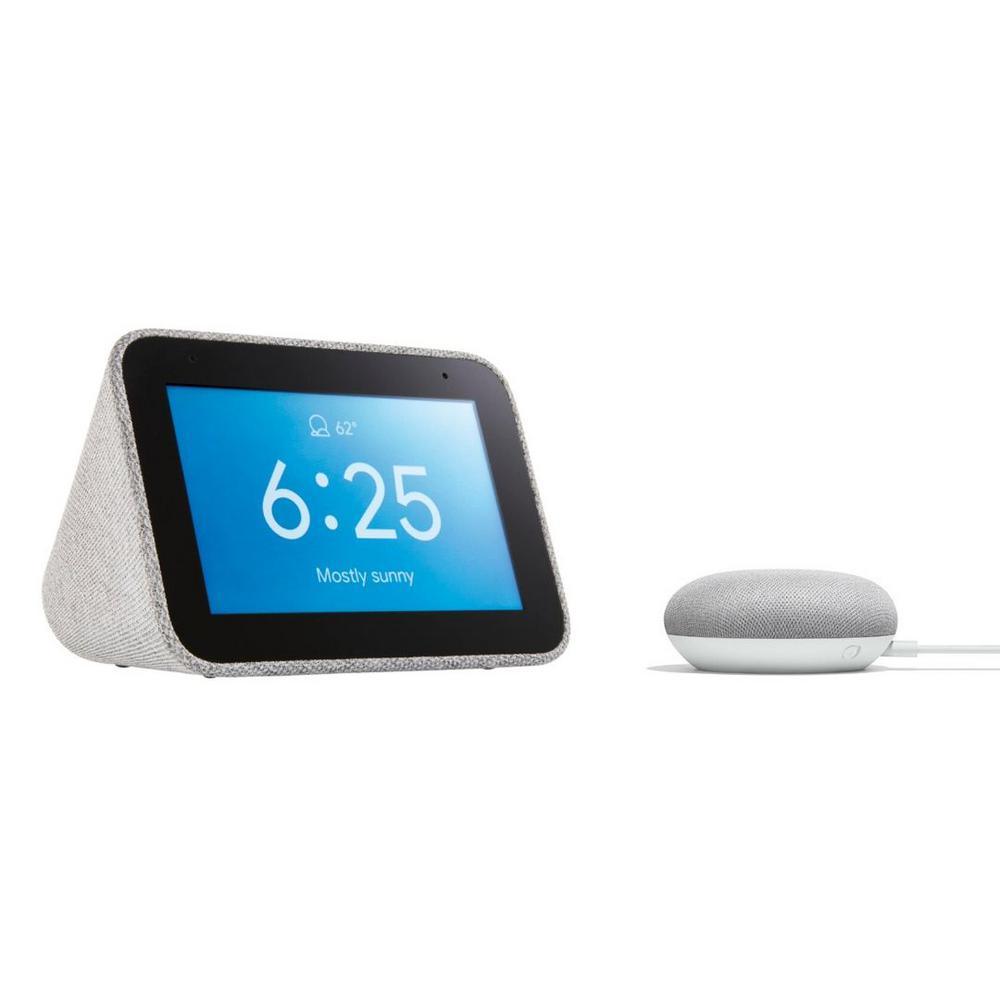 Smart Clock with The Google Assistant + Google Home Mini in Chalk